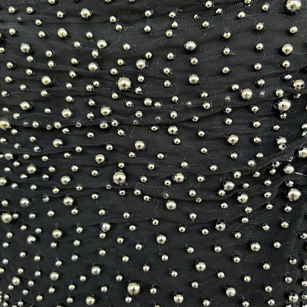 Badgley Mischka Embellished Beaded Tulle Dress Size 14 Black Cocktail Evening - Picture 5 of 16